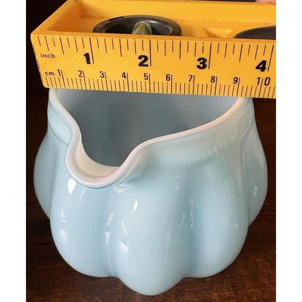 Vintage Fenton Melon Pattern Aqua Blue Glass Pitcher W/Applied Handle EXCELLENT - Picture 7 of 7